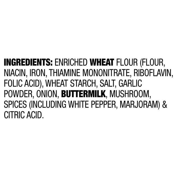A list of ingredients for a product, including enriched wheat flour, buttermilk, and spices.