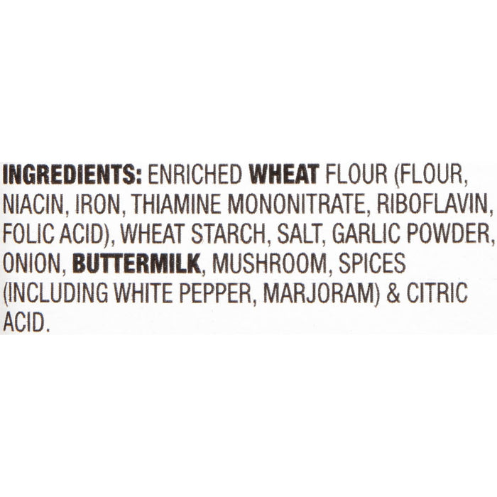 A list of ingredients for a product including enriched wheat flour buttermilk and spices.