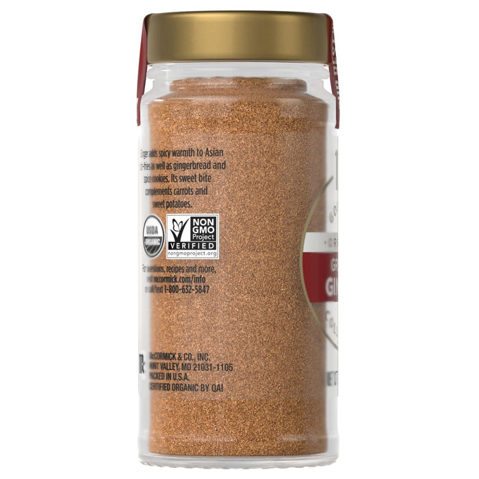 A jar of Simply Organic ground cinnamon is shown, highlighting its organic certification and product details.