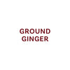 A label with the text Ground Ginger in a dark red font.