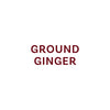 A label with the text Ground Ginger in a dark red font.