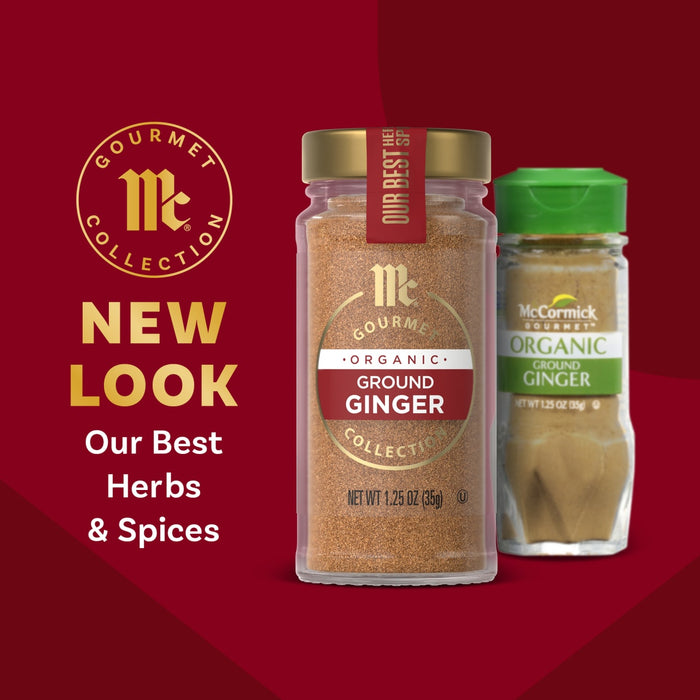 McCormick Gourmet Collection presents its new look for their best herbs and spices, featuring ground ginger.