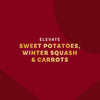 Elevate brand advertisement featuring sweet potatoes, winter squash, and carrots.