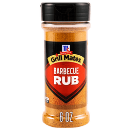A container of McCormick Grill Mates Barbecue Rub.