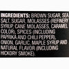 A list of ingredients for a product including brown sugar sea salt sugar molasses spices paprika chili pepper onion garlic maple syrup and natural flavor.