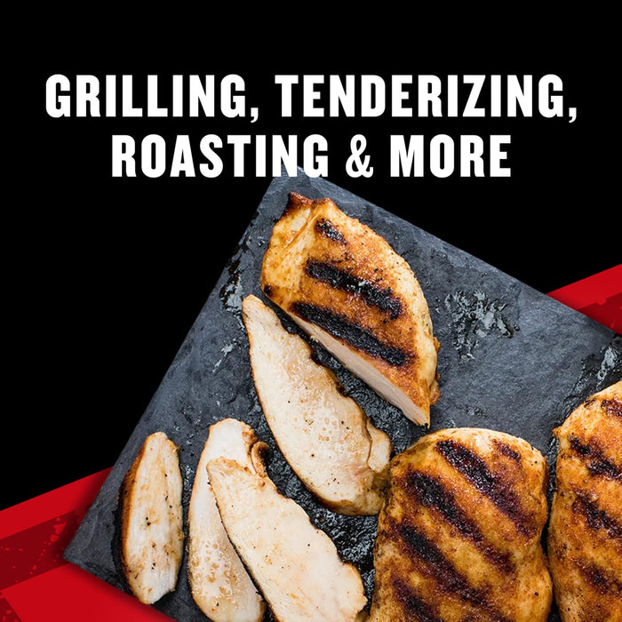 Grilled chicken breasts are displayed on a slate plate, highlighting their versatility for grilling, tenderizing, roasting, and more.