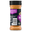 A side view of a bottle of Mccormick Grill Mates Mesquite Seasoning Rub 4.87 Oz showing the ingredient list and barcode on a purple and black label.
