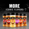 A variety of bottles of Jack Daniels BBQ rubs are displayed under the text More Iconic Flavors.