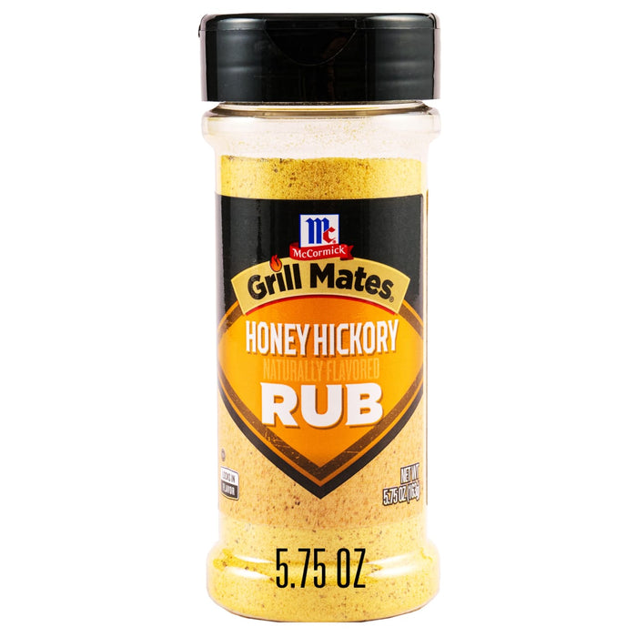 A container of McCormick Grill Mates Honey Hickory Rub.