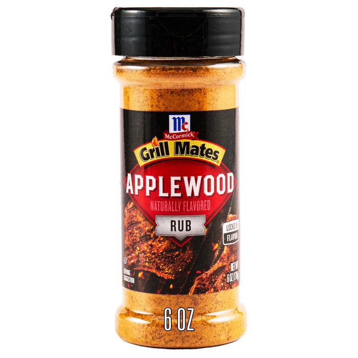 A bottle of Grill Mates Applewood BBQ Rub.
