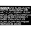 A list of ingredients for a product including spices sugar garlic salt molasses corn potato onion and apple cider vinegar.