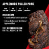A close-up shot of Applewood Pulled Pork seasoned with McCormick Grill Mates Applewood Rub, highlighting the recipe's key ingredient.