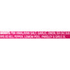 A pink bar with white text listing the ingredients for a product.