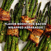Bundles of roasted asparagus wrapped in crispy bacon are seasoned with Mccormick Himalayan Pink Salt Pepper And Garlic Seasoning Ground 6.5 Oz for a savory flavor boost.
