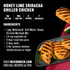 A recipe card for Honey Lime Sriracha Grilled Chicken featuring McCormick Grill Mates Honey Sriracha Marinade Mix.