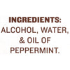 Ingredients: Alcohol Water &amp; Oil of Peppermint.