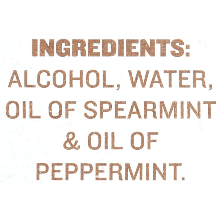 Ingredients: Alcohol Water Oil of Spearmint &amp; Oil of Peppermint.