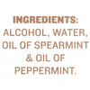 Ingredients: Alcohol Water Oil of Spearmint &amp; Oil of Peppermint.