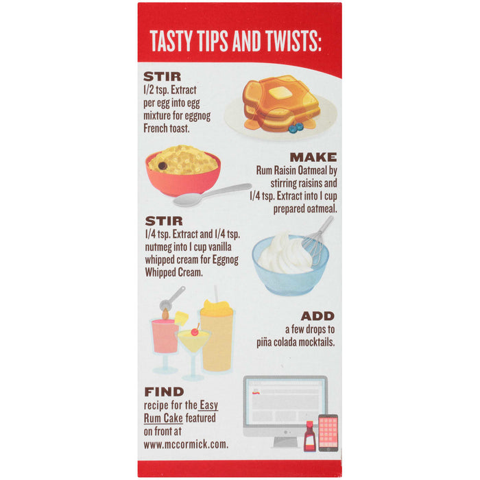 McCormick Tasty Tips and Twists for making eggnog rum raisin oatmeal eggnog whipped cream and piA?a colada mocktails.