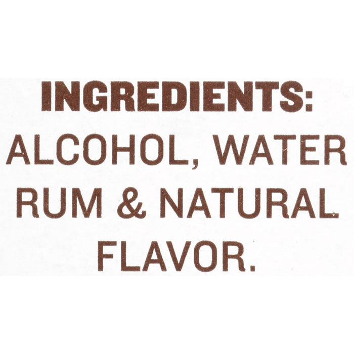 Ingredients for the product are alcohol water rum and natural flavor.