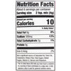 ['Nutrition facts label for a 2 tsp serving of a product, showing 10 calories, 0% fat, 13% sodium, 1% carbs, 2% iron.']