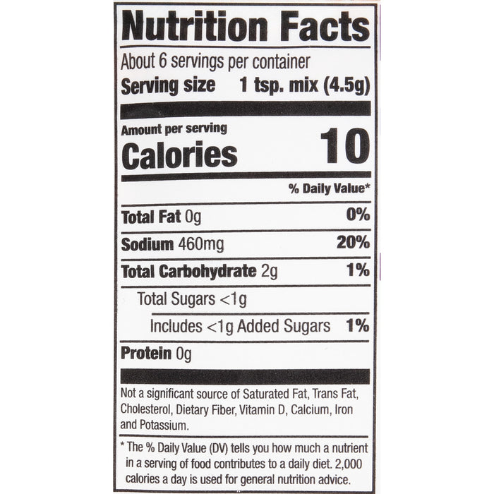 ['Nutrition facts label for a product with 10 calories per serving.']