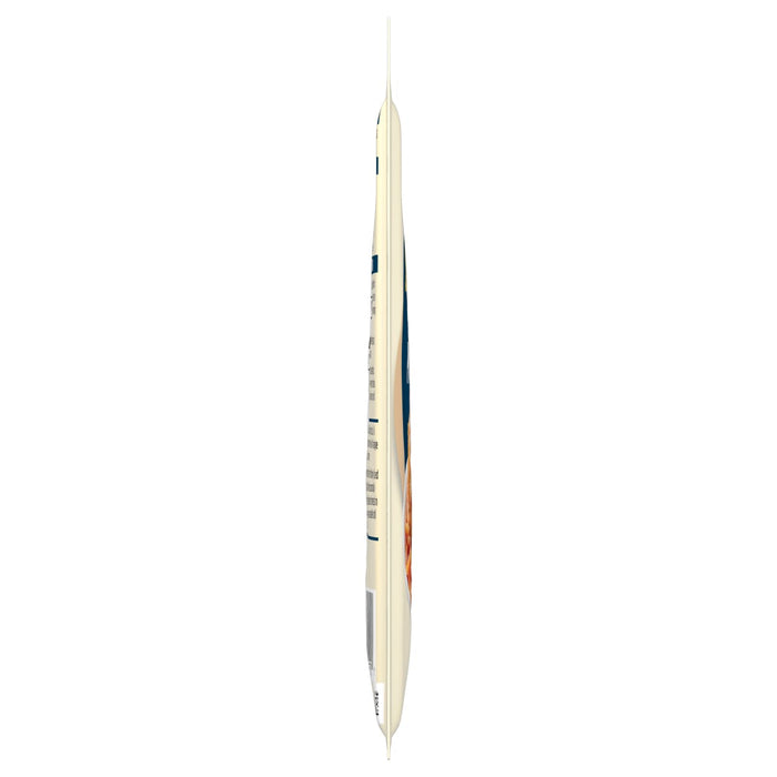 A side view of a sealed package, likely containing a food product.
