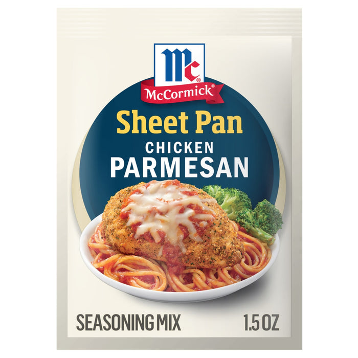 McCormick Sheet Pan Chicken Parmesan seasoning mix packet.