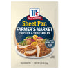 McCormick One Sheet Pan Farmers Market Chicken &amp; Vegetables seasoning mix package with a picture of a serving suggestion.