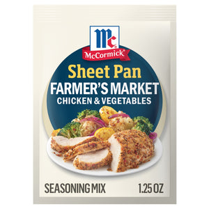 McCormick Sheet Pan Farmer's Market Chicken &amp; Vegetables seasoning mix packet.
