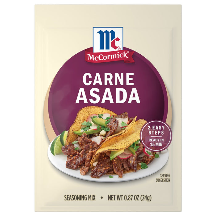 McCormick Street Taco Carne Asada Seasoning Mix package with a taco on the front.