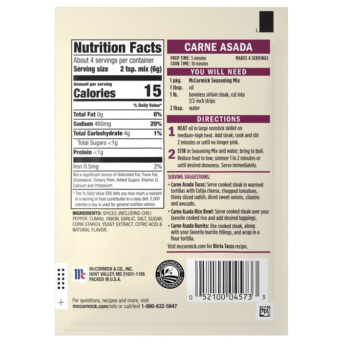 The image shows the nutrition facts and cooking instructions for a package of CHIMI AGRIO.