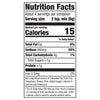 This is a nutrition facts label showing that a serving size of 2 tsp contains 15 calories.