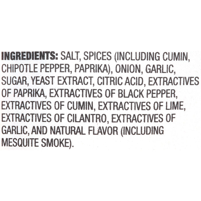 ['A list of ingredients for a seasoning blend, including salt, spices, and natural flavor.']