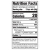 Nutrition facts label showing that a serving size of 2 tsp of mix contains 20 calories, 0g of total fat, 450mg of sodium, 3g of total carbohydrates, and less than 1g of protein.