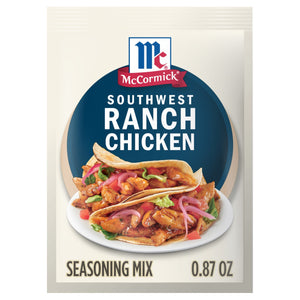 A packet of McCormick Southwest Ranch Chicken Seasoning Mix is displayed.