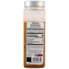 The back of a clear plastic container of Mccormick Culinary Peruvian Seasoning Powder 24 Oz, showing the nutrition facts and ingredients list on the label.