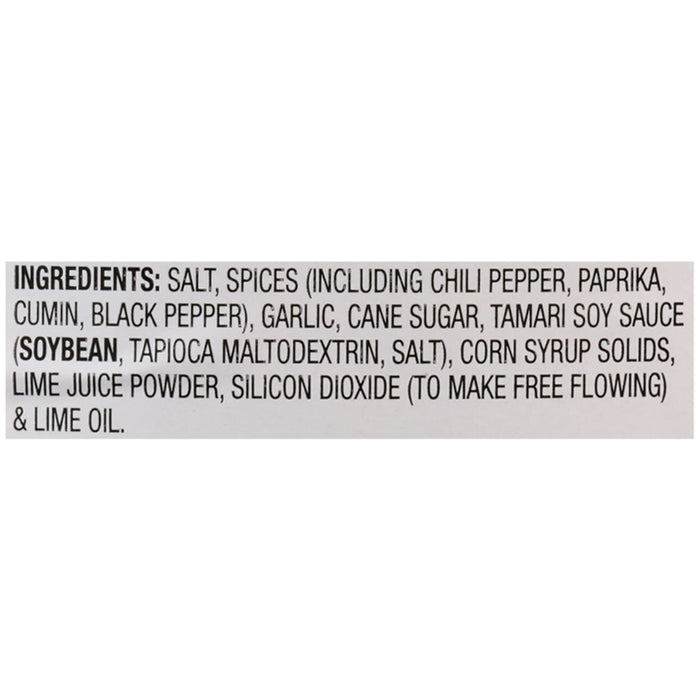 The ingredient list for Mccormick Culinary Peruvian Seasoning Powder 24 Oz is shown, detailing components such as salt, various spices including chili pepper and paprika, garlic, and lime oil.