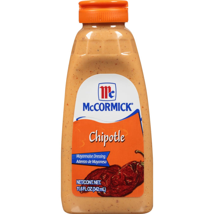 ['A bottle of McCormick Chipotle Mayonnaise Dressing.']