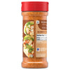 The back of a bottle of Mccormick Perfect Pinch Rotisserie Chicken Seasoning Powder 5 Oz, showing the nutrition facts and a serving suggestion of a chicken wrap.