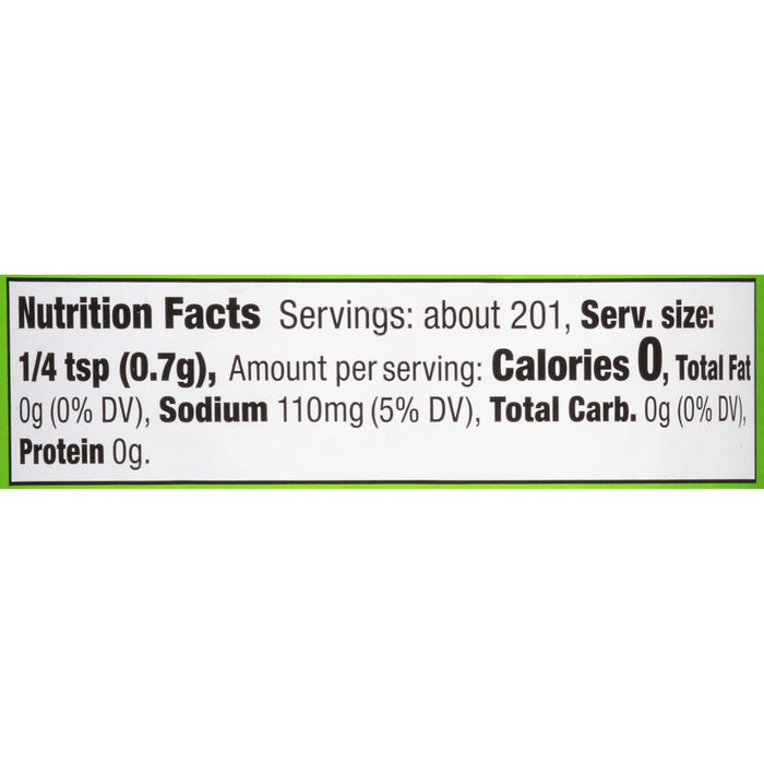 ['Nutrition facts for a 1/4 teaspoon serving of the product.']