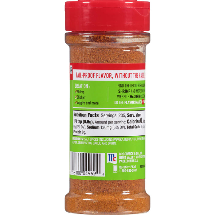 ['A bottle of McCormick Cajun Shrimp Seasoning.']