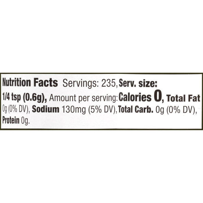 ['Nutrition facts for 1/4 teaspoon serving of McCormick Garlic Powder.']