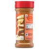 A side view of a bottle of Mccormick Perfect Pinch Cajun Seasoning Ground 5 Oz showing the nutrition facts and a serving suggestion of seasoned chicken over rice.