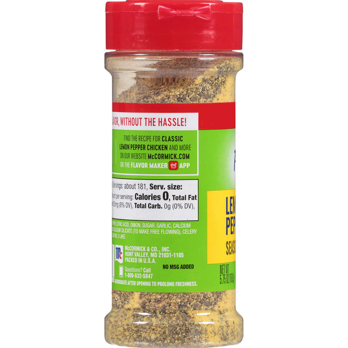['A container of McCormick Lemon Pepper Seasoning.']
