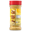 A clear plastic bottle of Mccormick Perfect Pinch Lemon Pepper Seasoning Ground 5.75 Oz is shown with its red cap and yellow label that displays nutrition facts and a serving suggestion of seasoned chicken with lemon.