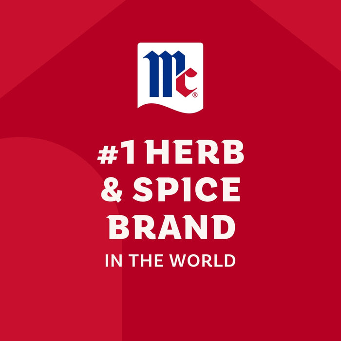 A graphic illustration featuring the McCormick logo and text identifying it as the number one herb and spice brand in the world for Mccormick Signature Seasoning Lemon Pepper Oz.