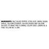 The ingredients list for Mccormick Perfect Pinch Lemon Pepper Seasoning Ground 5.75 Oz, which includes salt, black pepper, citric acid, and lemon oil.