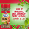 A jar of McCormick Perfect Pinch Italian Seasoning, a blend of marjoram, basil, rosemary, thyme, oregano, savory and sage.
