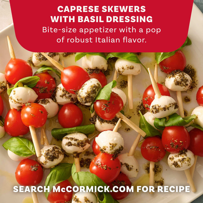 This image shows a McCormick Italian Tomato Sauce recipe with a list of ingredients and instructions.